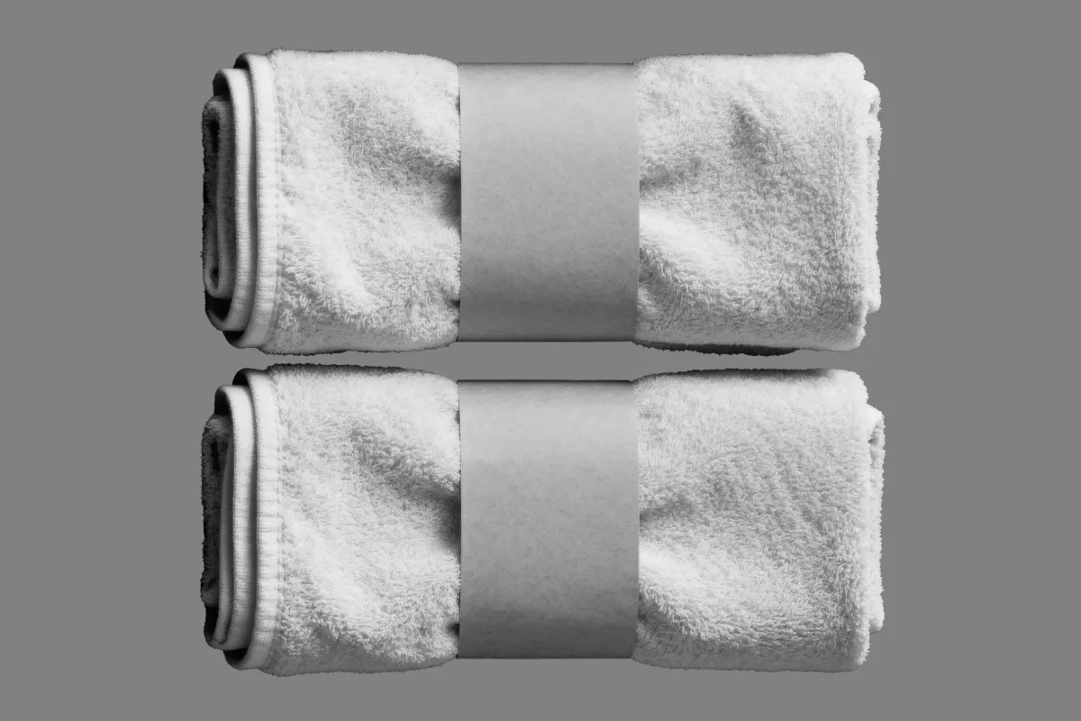 Rolled Towels Mockup with Paper Band