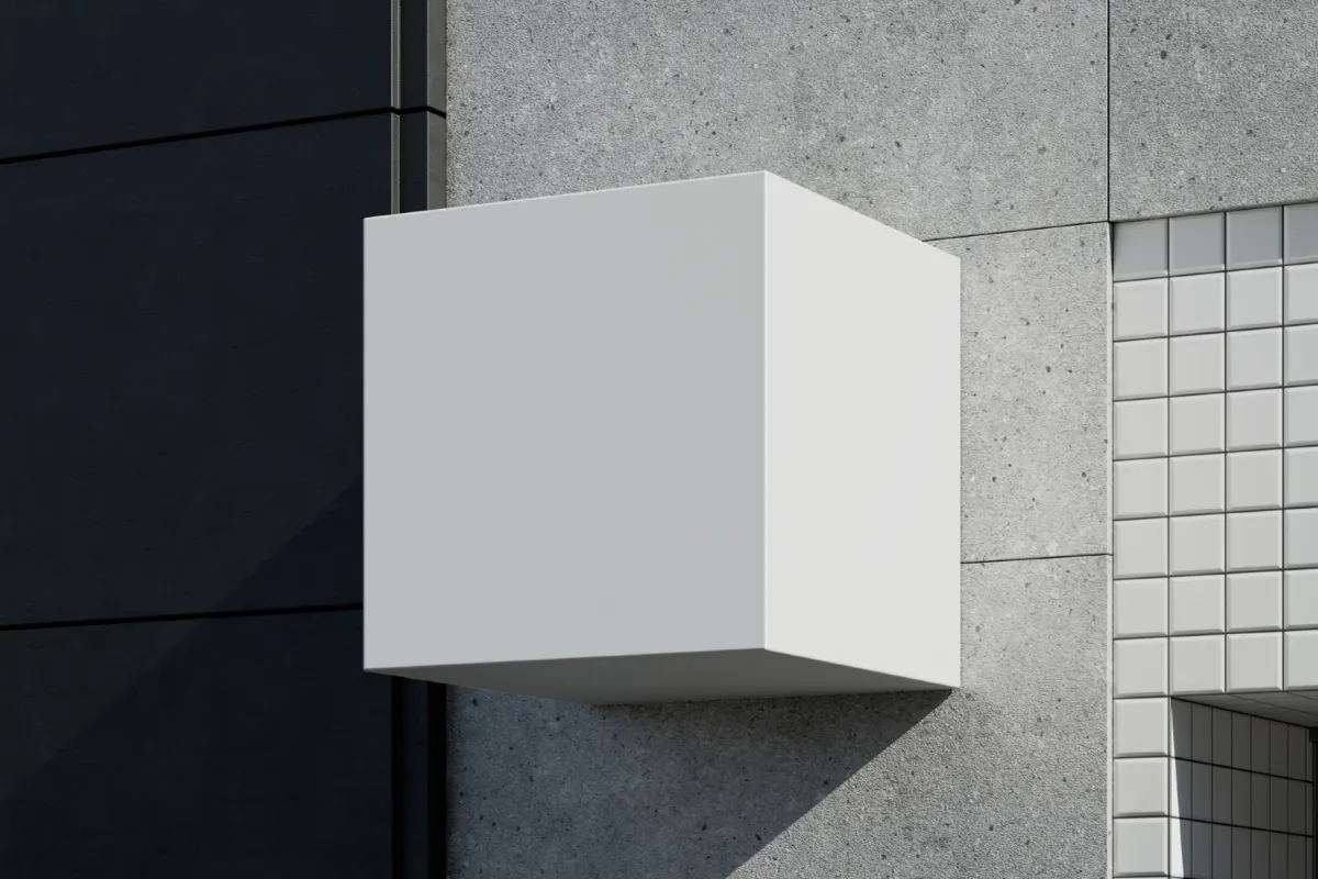 Outdoor Cube Sign Mockup