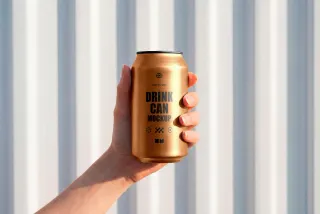 Hand Holding Drink Can Mockup