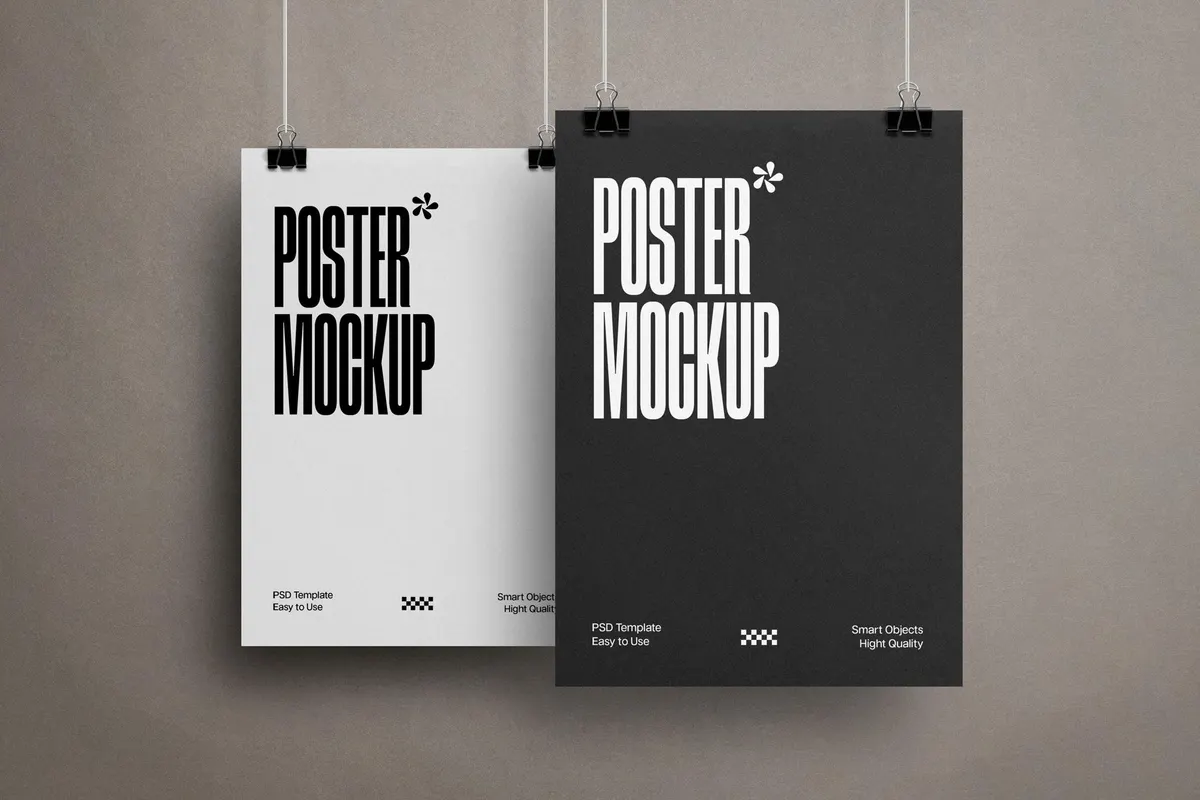 Clipped Poster Mockups Set