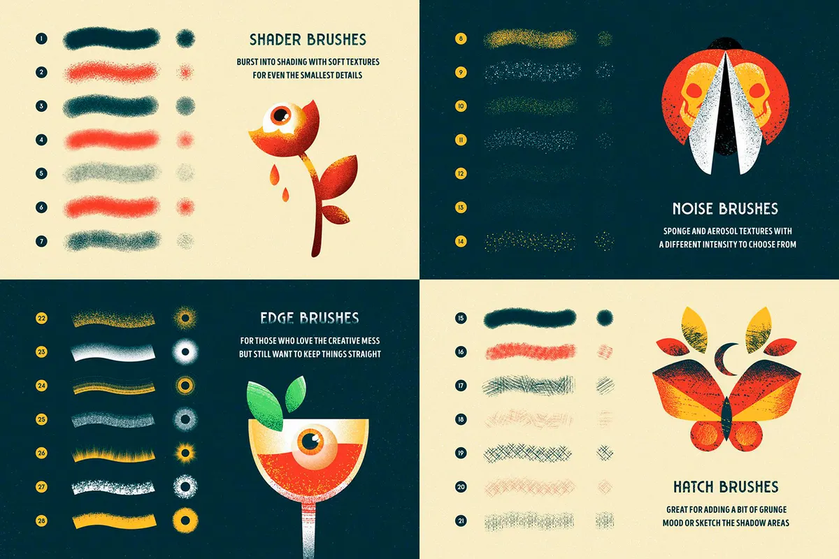 9 in 1 Illustrator Brushes Bundle