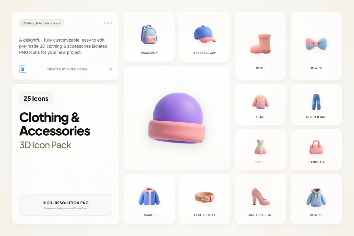 3D Clothing & Accessory Icons