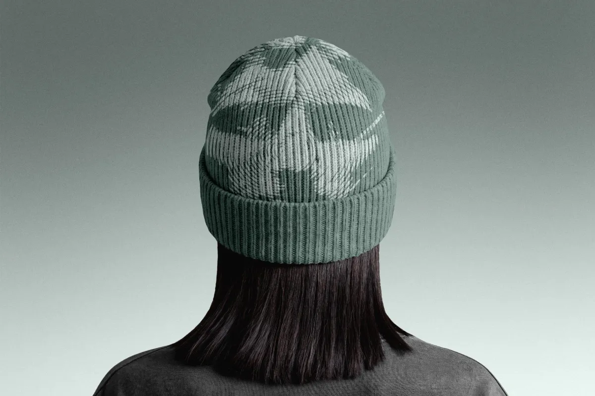 Ribbed Knit Beanie Mockup - Back View