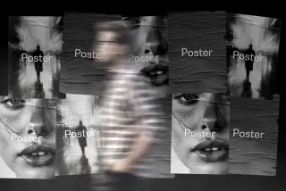 Glued Posters Mockup with Noir Shadows