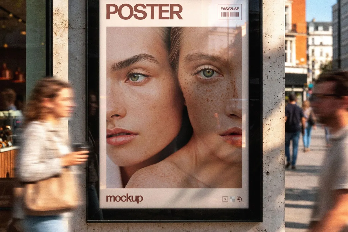 Framed Outdoor Poster Mockup