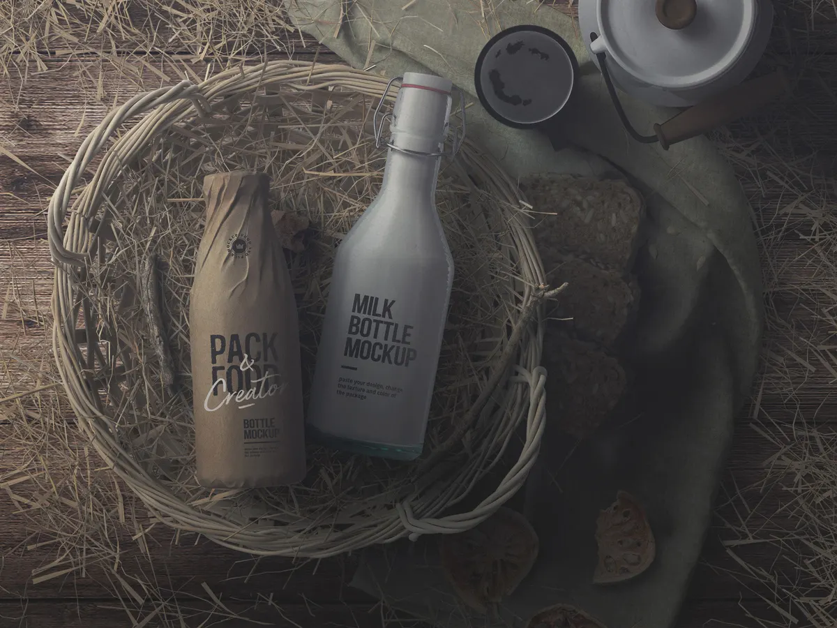 Rustic Bottle Mockup
