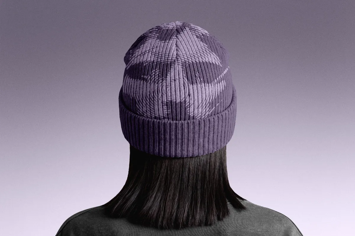 Ribbed Knit Beanie Mockup - Back View