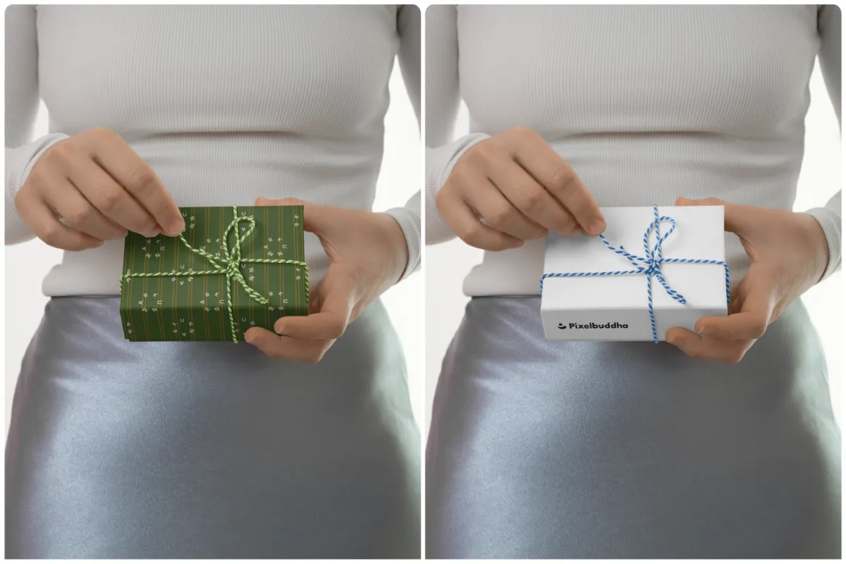 Gift Box with Ribbon Mockup