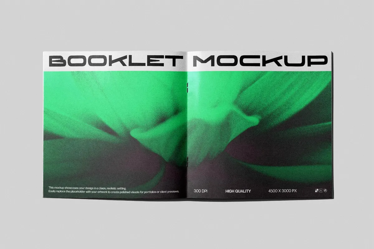 Saddle-Stitched Square Booklet Mockup