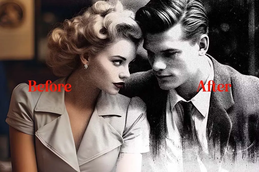 Retro Film B/W Photo Effect
