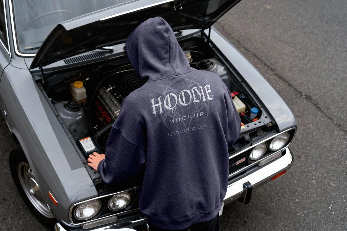 Oversize Hoodie Mockup Back View
