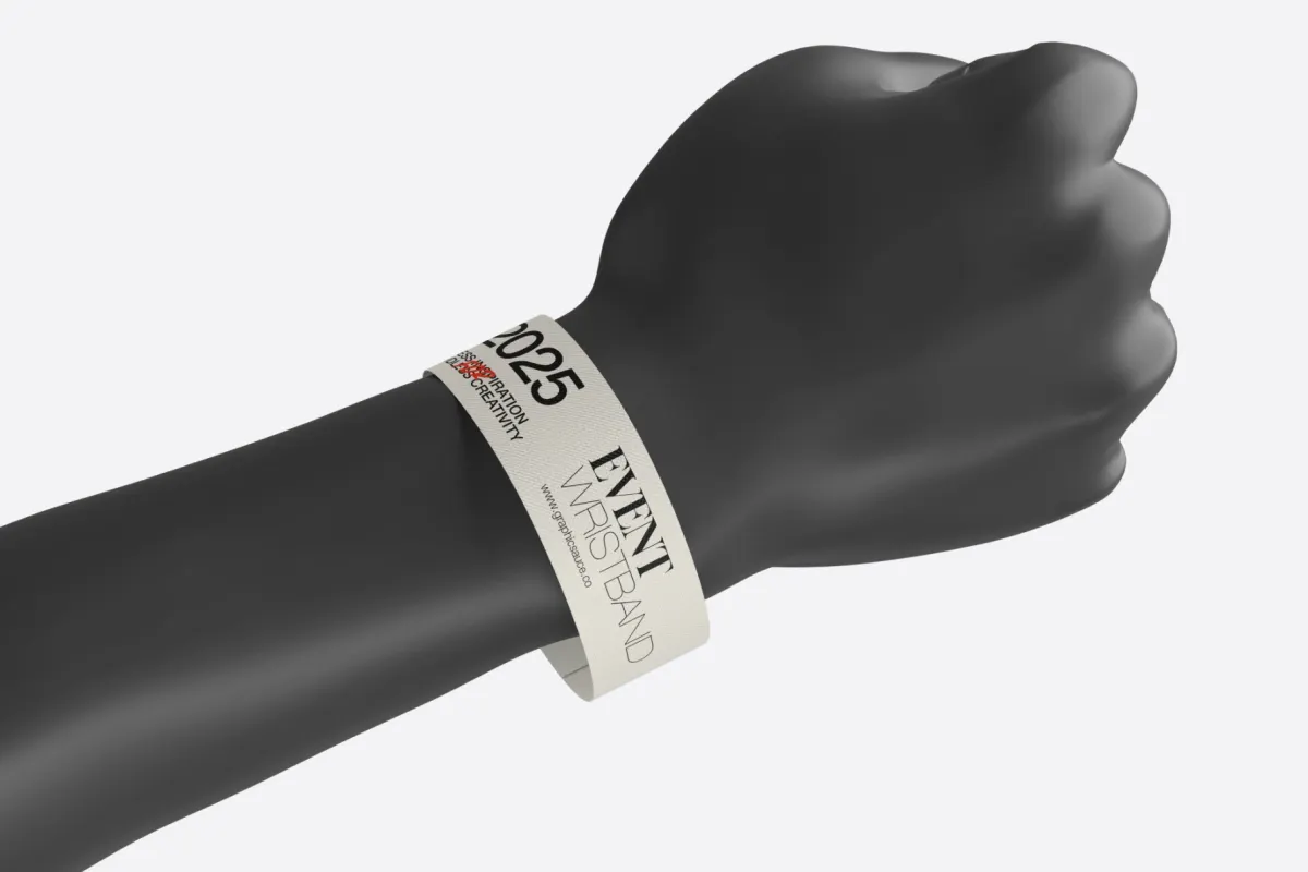 Paper Wristband Mockup Low Angle View