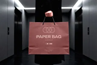 Shopping Bag Mockup with Overhead Light