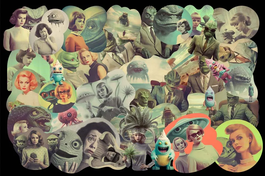 Retrofuturistic Movies Collage Kit