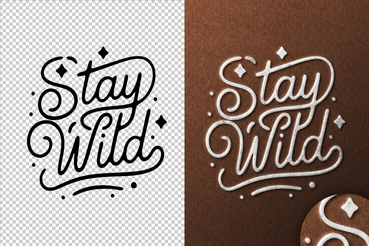 Silver Stamped Foil Text Effect