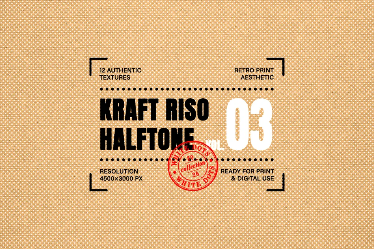 Kraft Riso Halftone Textures: White Dots