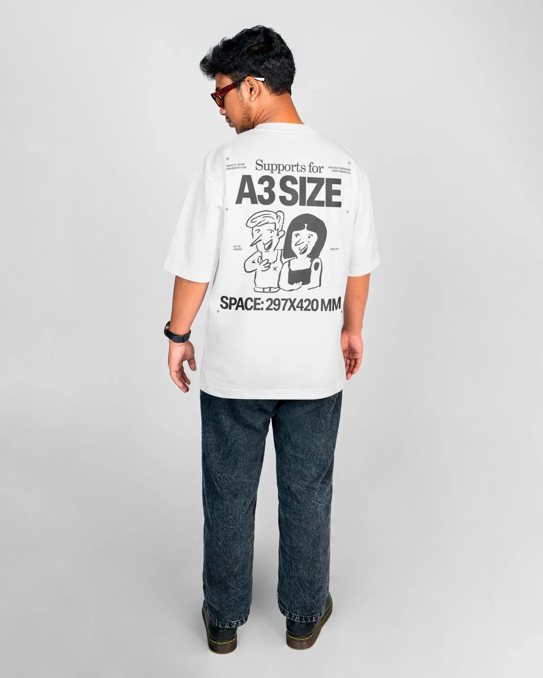 Men's Oversized T-Shirt Mockup — Back View