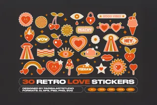 30 Groovy Love Sticker Pack