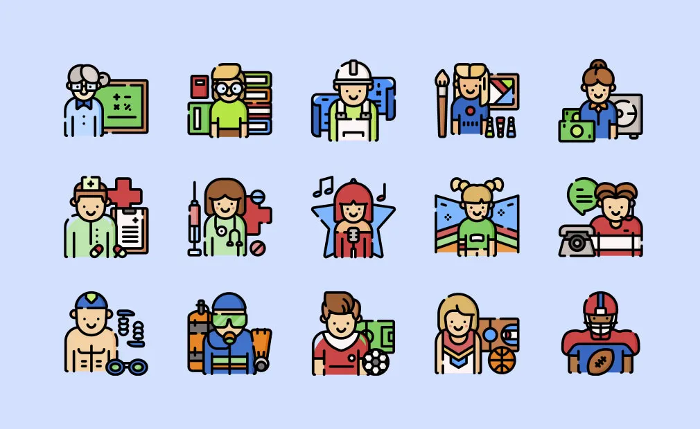 Jobs and Professions Icons Set