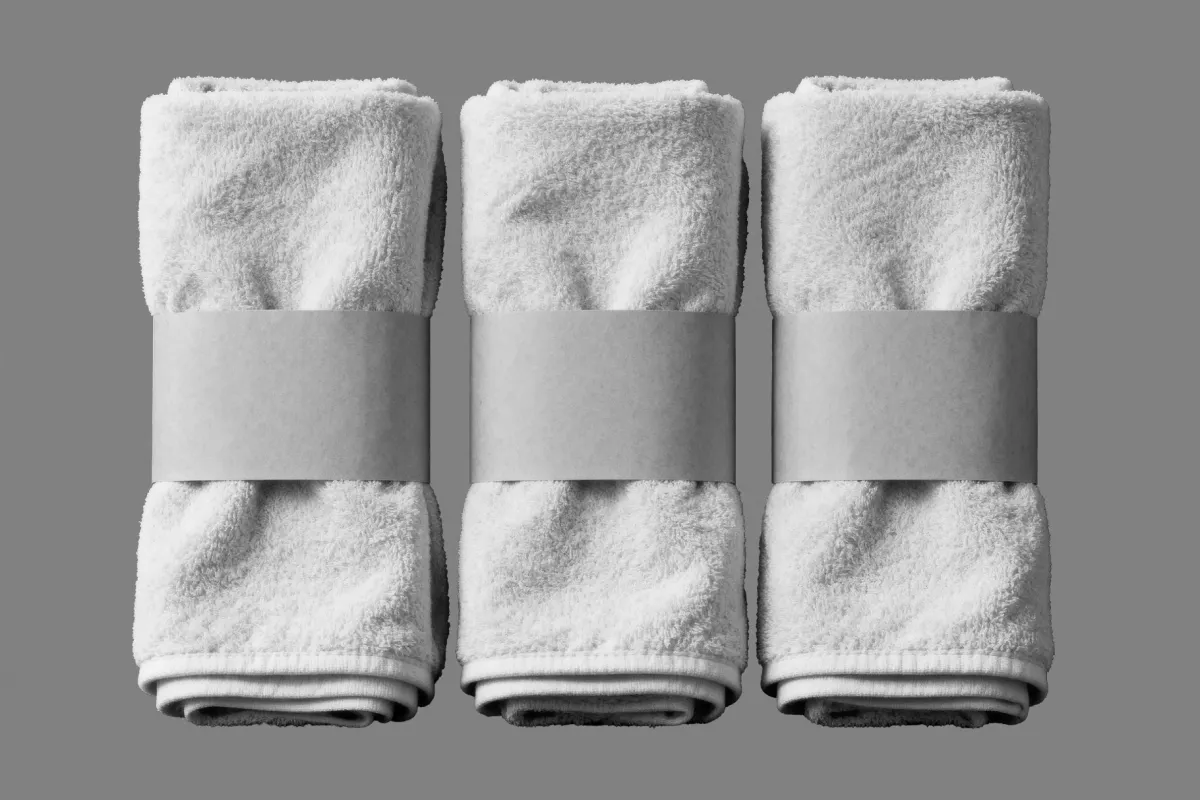 Spa Towel Mockup with Paper Label