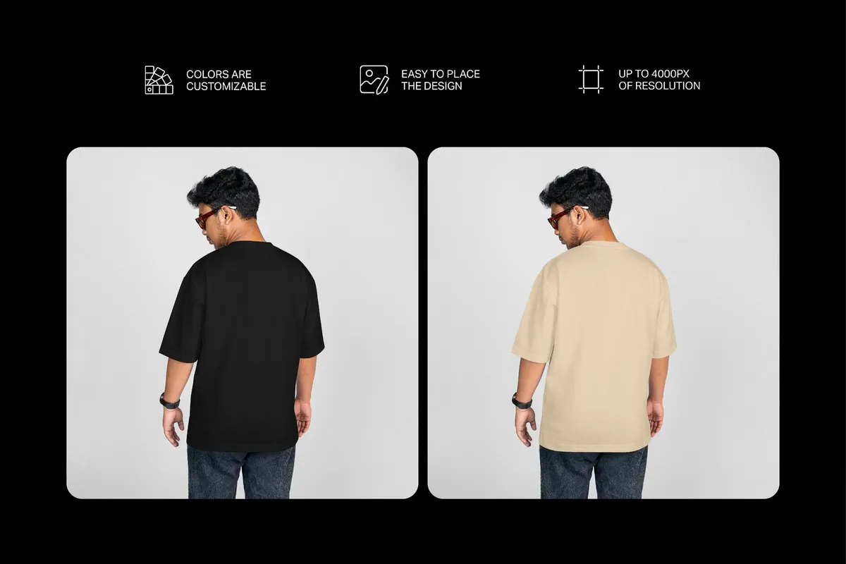 Men's Oversized T-Shirt Mockup — Back View
