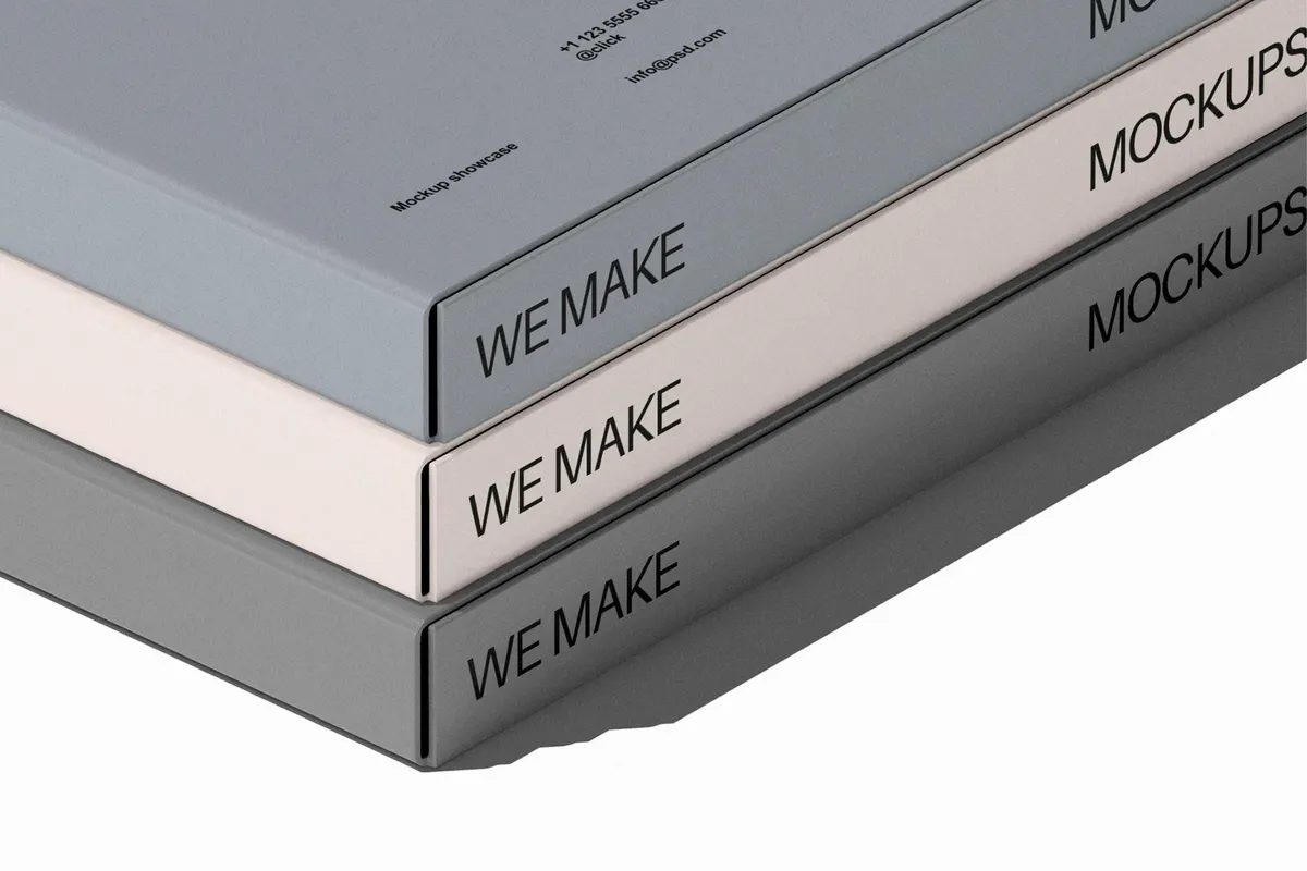 Stacked Slim Paper Boxes Mockup