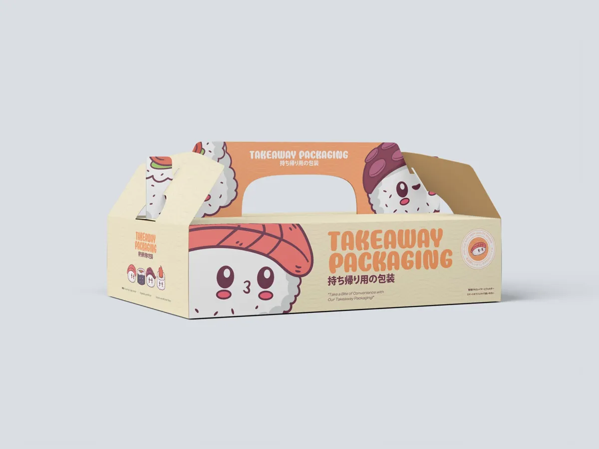 Takeaway Packaging Mockup Back Half Side View