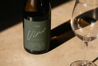 Wine Bottle & Glass Tabletop Mockup