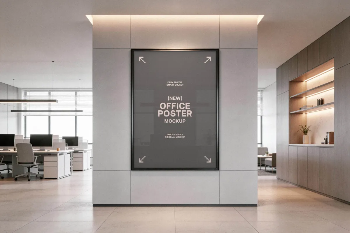 Office Poster Mockup in Lobby