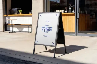 Coffee Shop A-Stand Signage Mockup