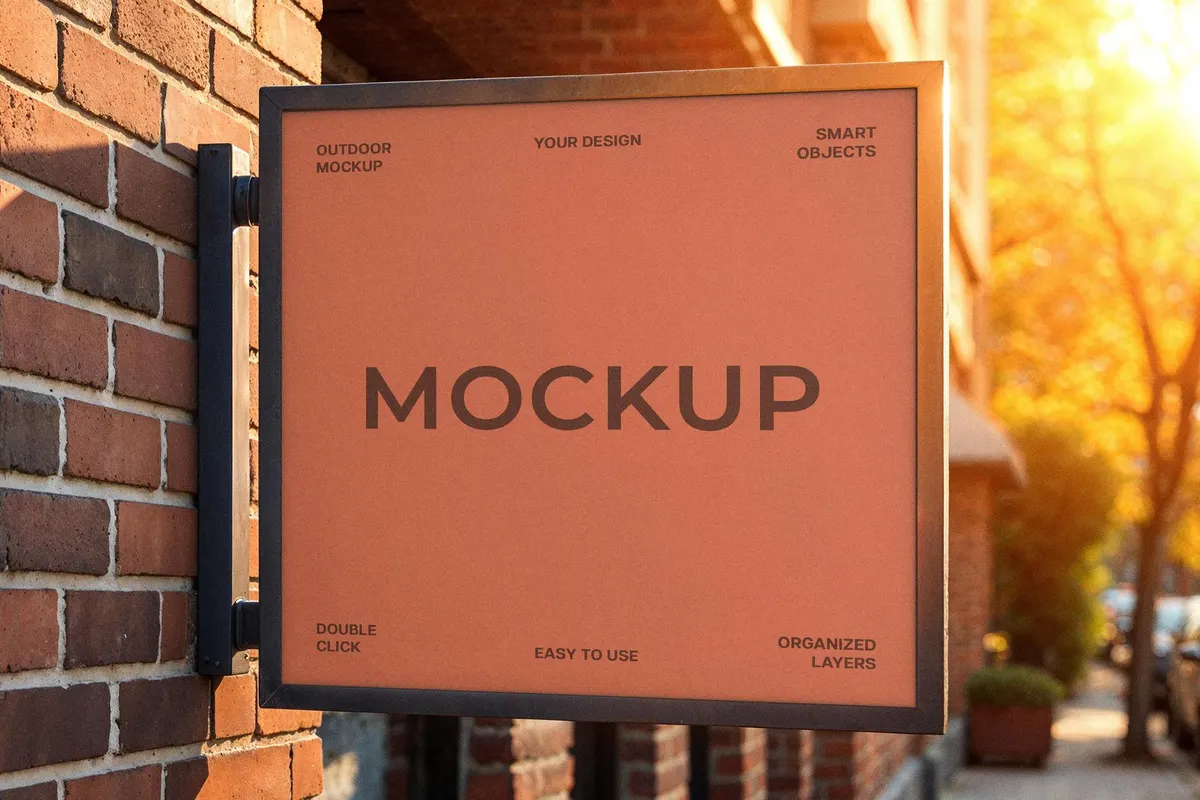 Square Street Sign Mockup