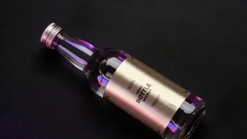 Bottle Label Mockup with Metallic Wrap