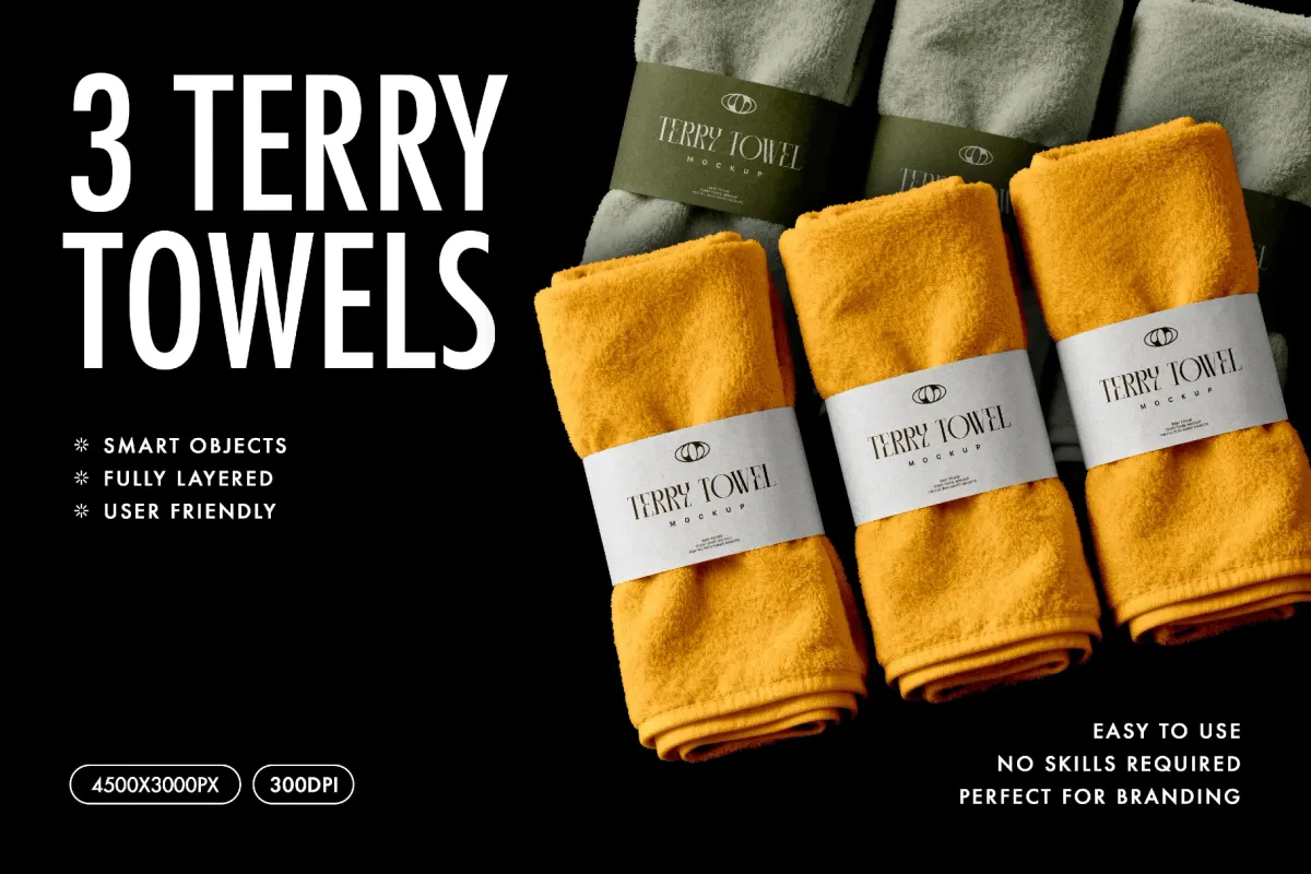 Spa Towel Mockup with Paper Label
