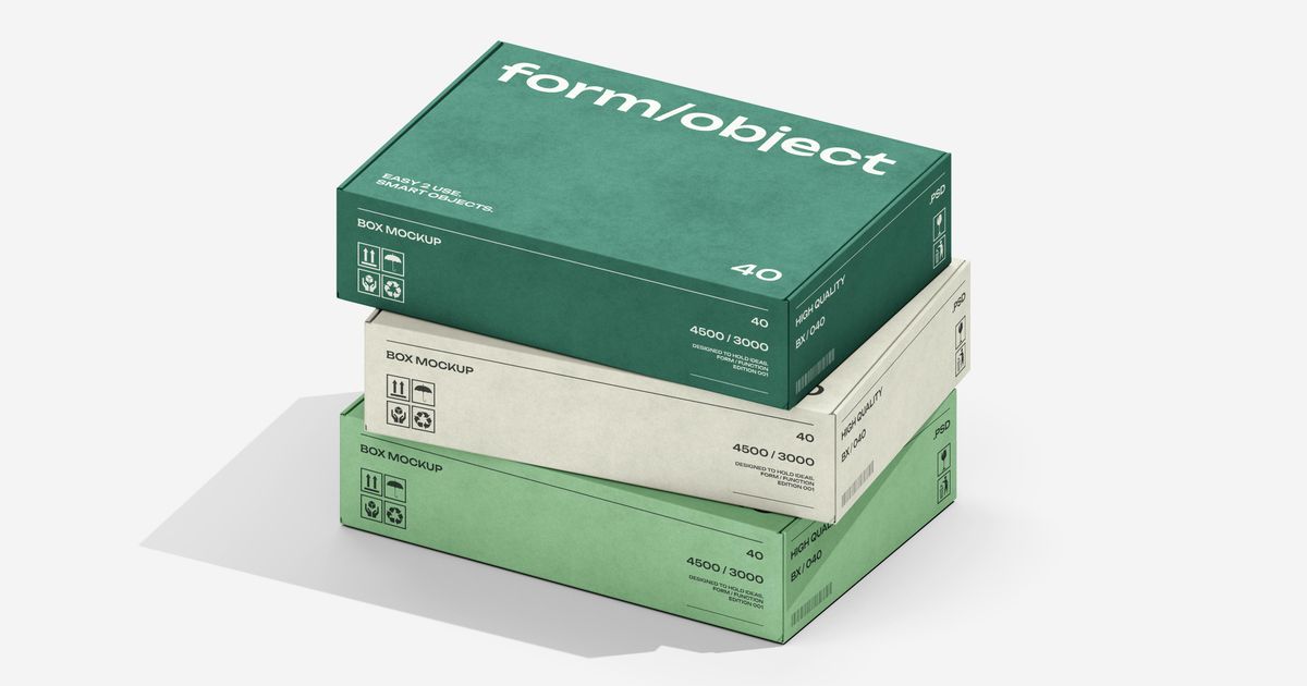 Stacked Shallow Boxes Mockup | Pixelbuddha