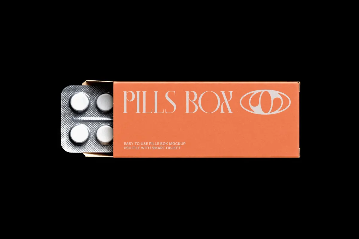 Medicine Box Mockup with Blister Pack