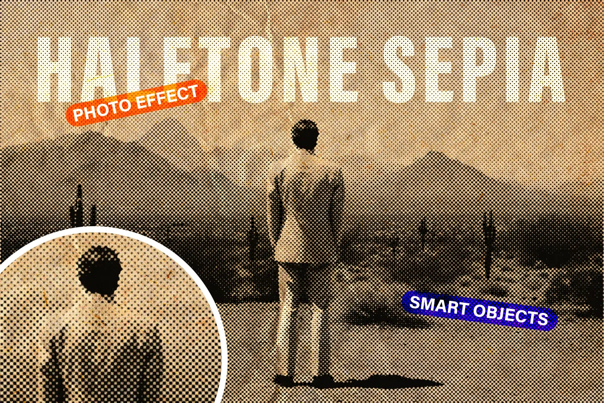 Halftone Sepia Photo Effect