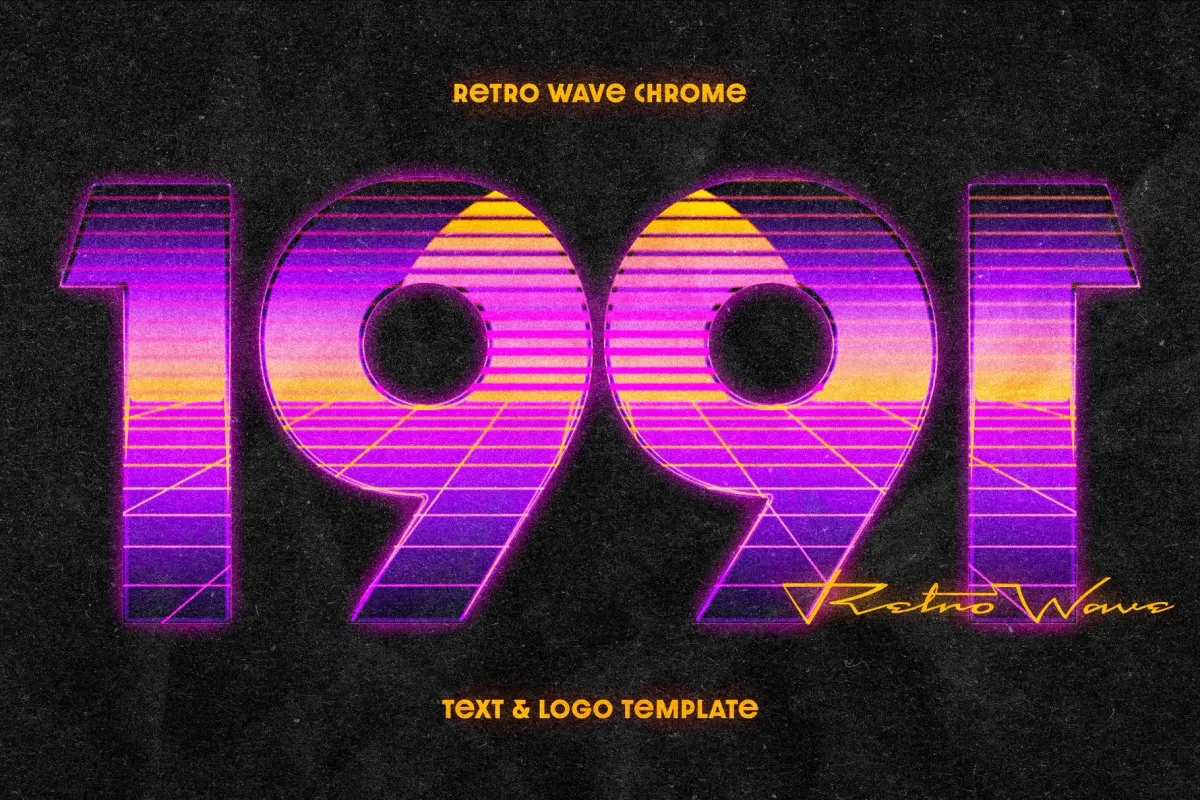 1991 Retro Chrome Text Effect