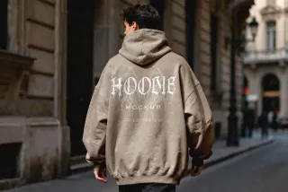 Oversize Hoodie Mockup Back View