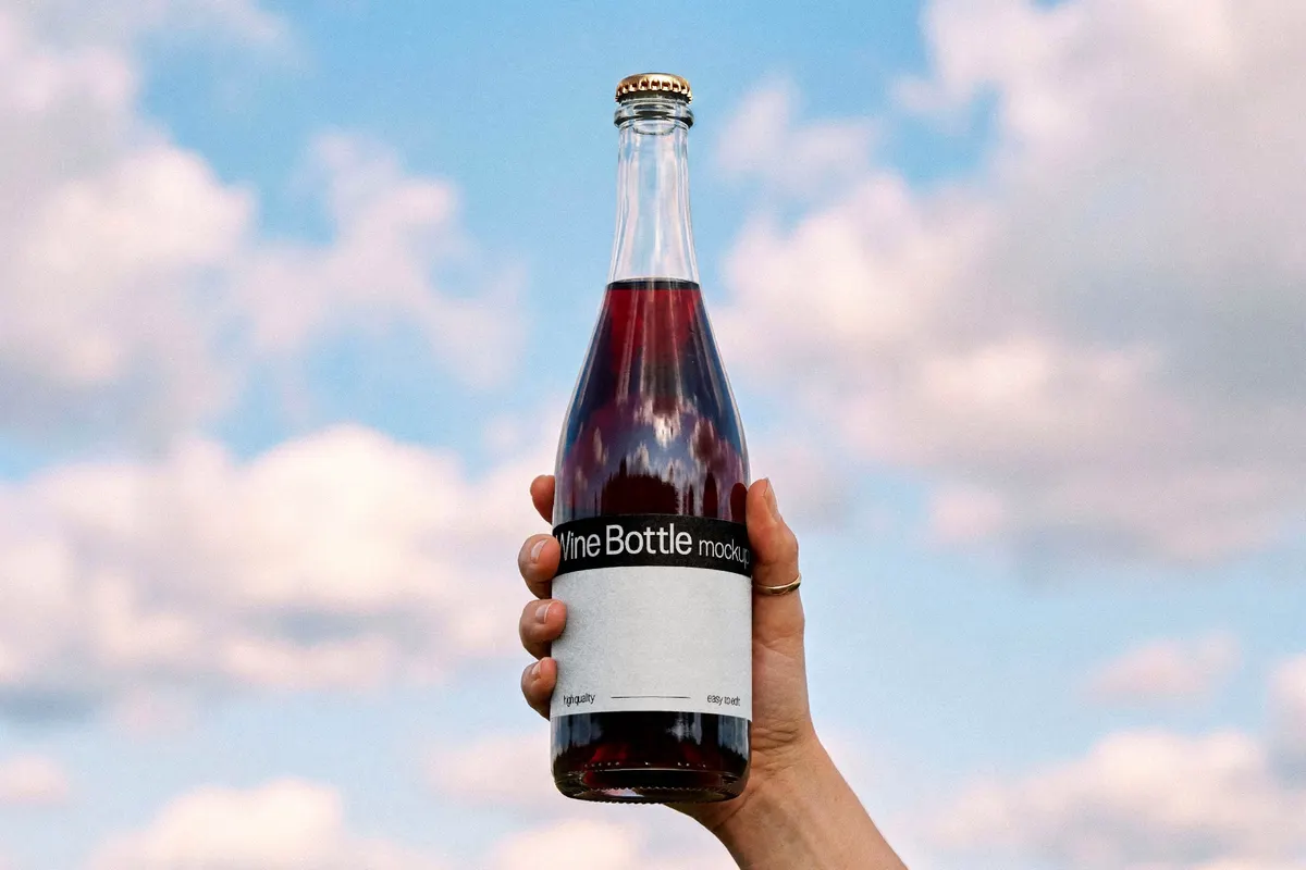Glass Beverage Bottle Mockup