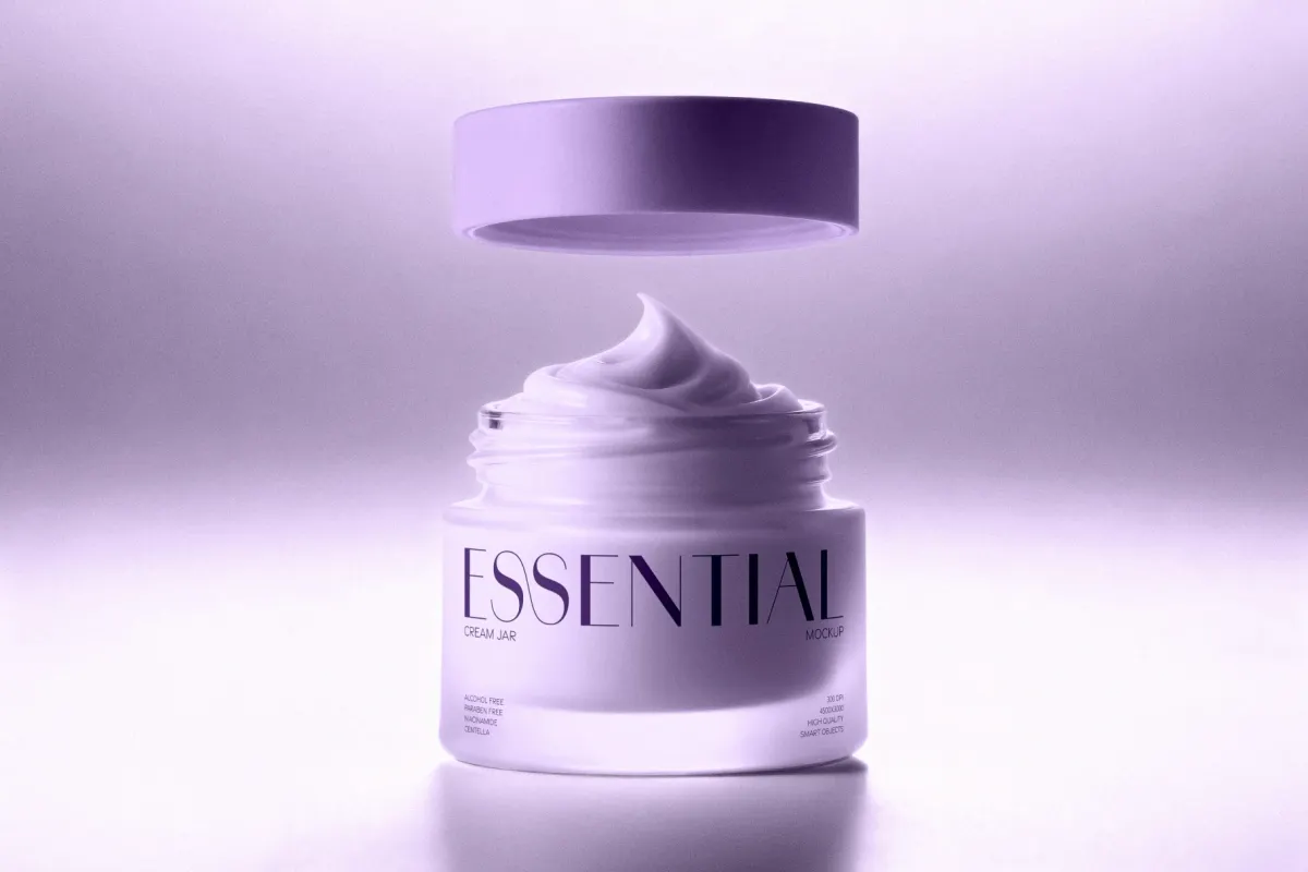 Cosmetic Jar Mockup with Floating Lid