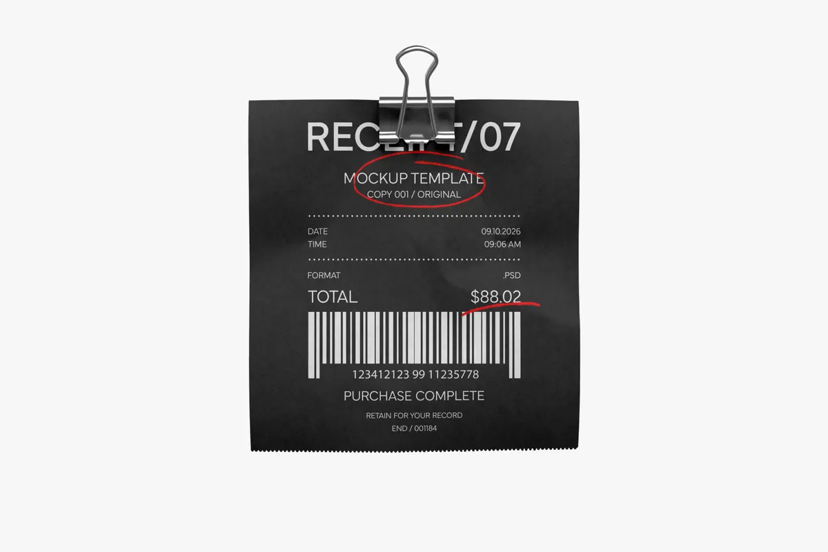 Receipt With Clip Mockup
