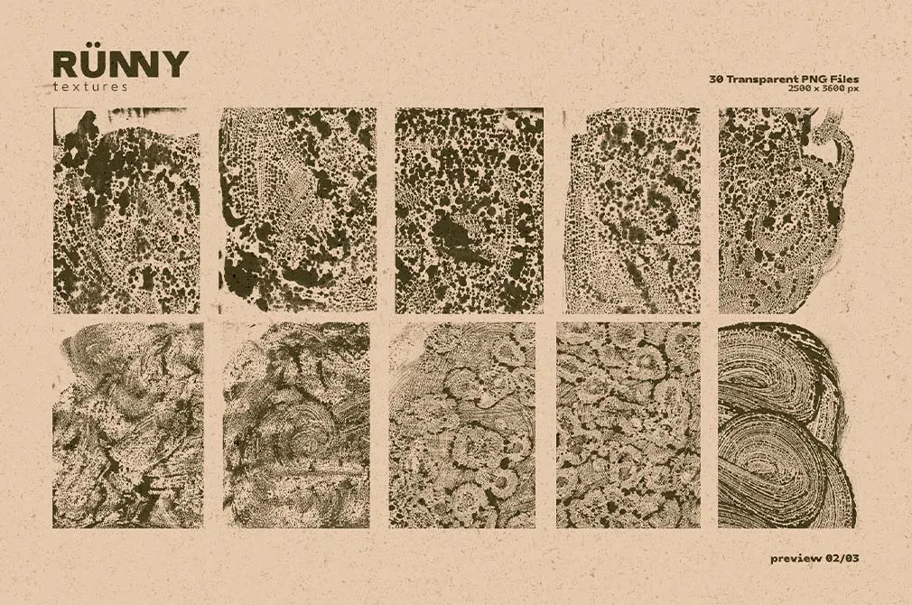 RUNNY — 30 Transparent PNG Textures