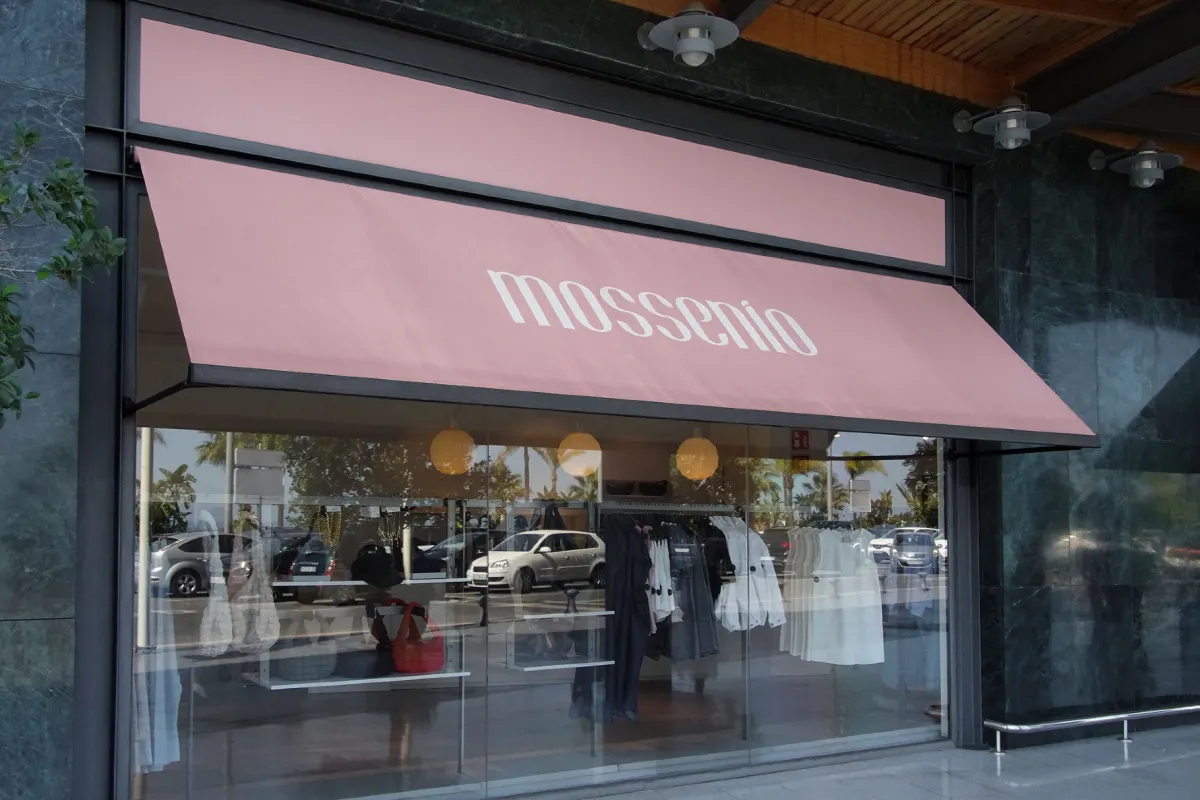 Storefront Window with Awning Mockup