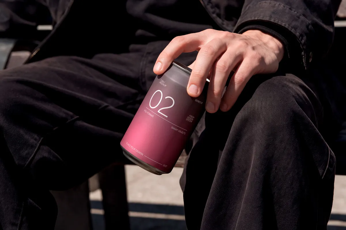 Aluminum Can in Hand Mockup