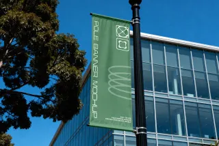 Vertical Pole Banner Mockup