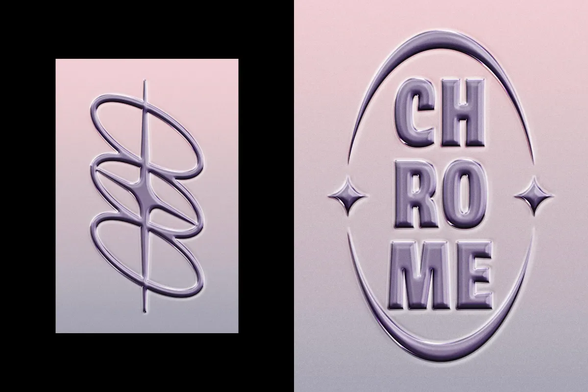 Retro Chrome Text Effect