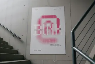 Poster Mockup Concrete Stairwell