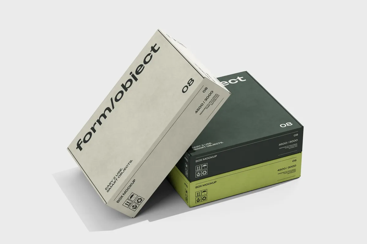 Three Flat Carton Boxes Mockup