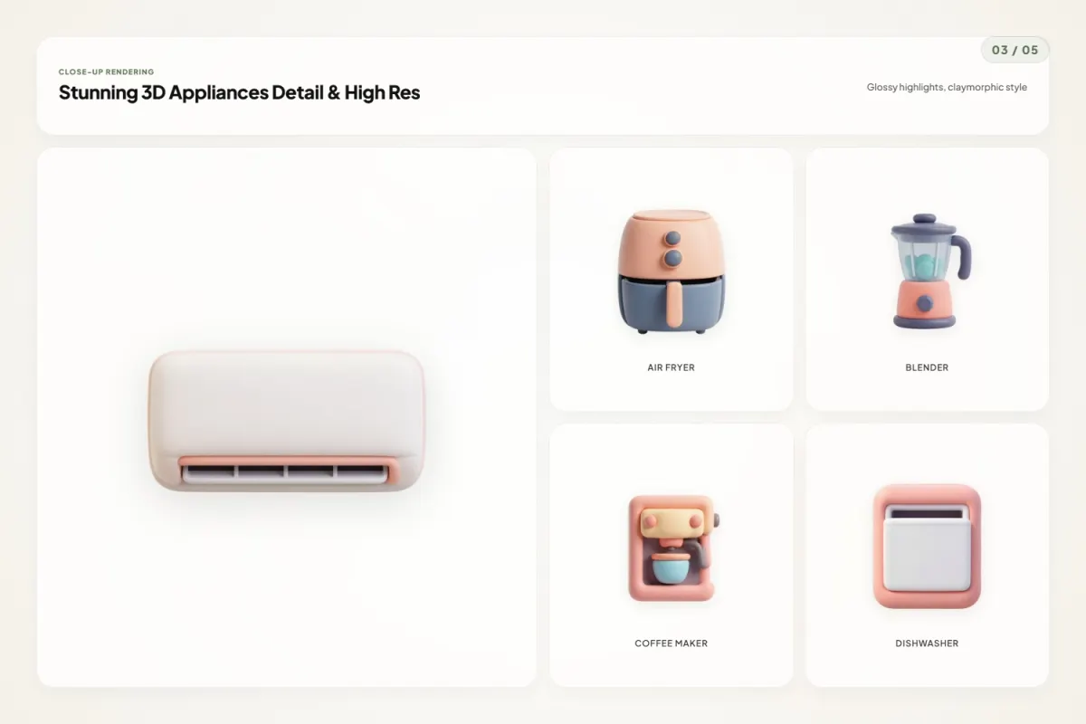 3D Home Appliance Icons