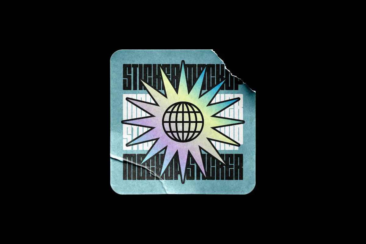Torn Corner Square Sticker Mockup